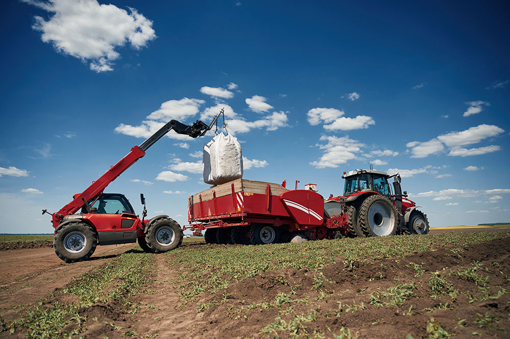red agricultural equipment