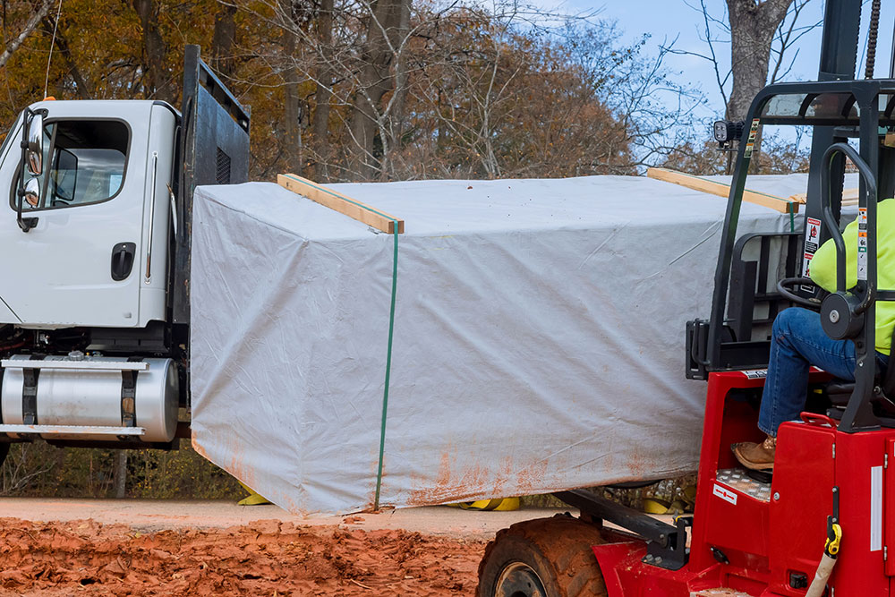 Unloading Materials On Forklift